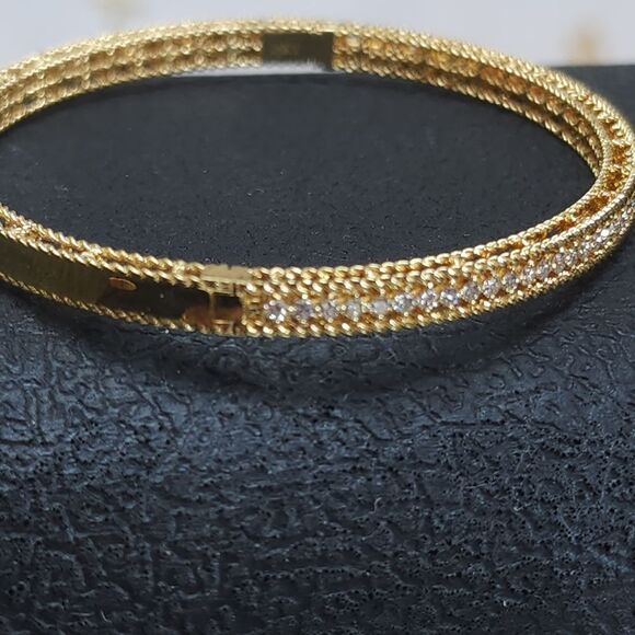 Authentic New Roberto Coin Diamond Symphony Princess Bangle In 18kt Yellow Gold - Picture 13 of 14